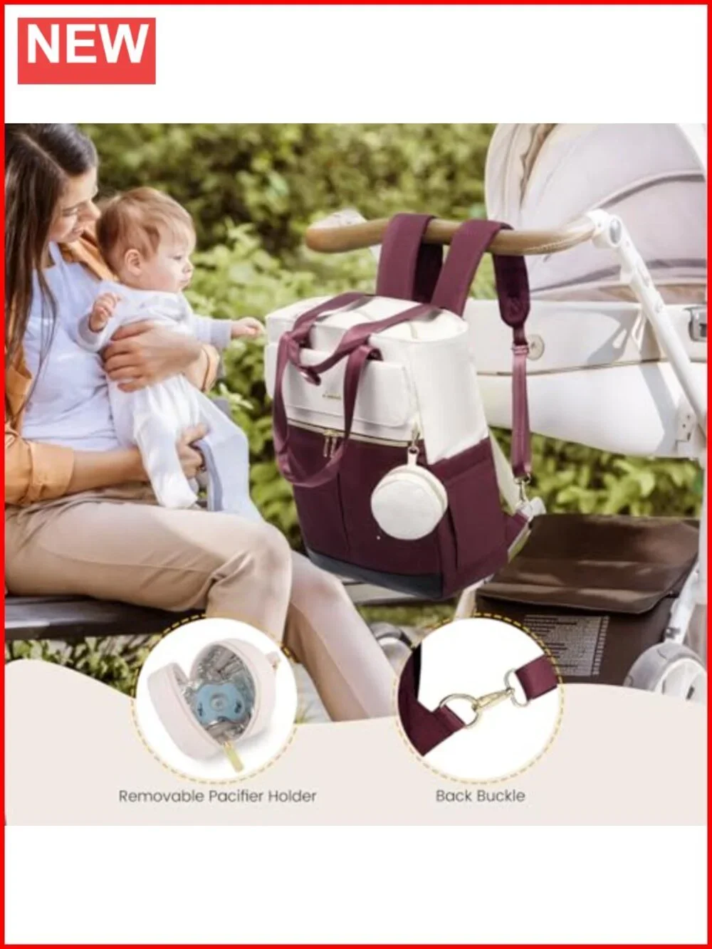 Diaper Bag Backpack with Insulated Pockets, Changing Pad, Anti-Theft, Fits